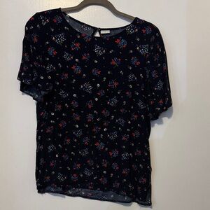 Floral Print Women's Top - Black